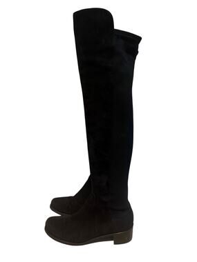 Stuart Weitzman Reserve Over The Knee Boots Black Suede Leather Size 7.5